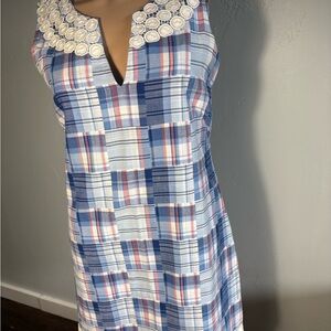 Vineyard Vines Patchwork Dress with Round Applique Accent Cotton Preppy US 2